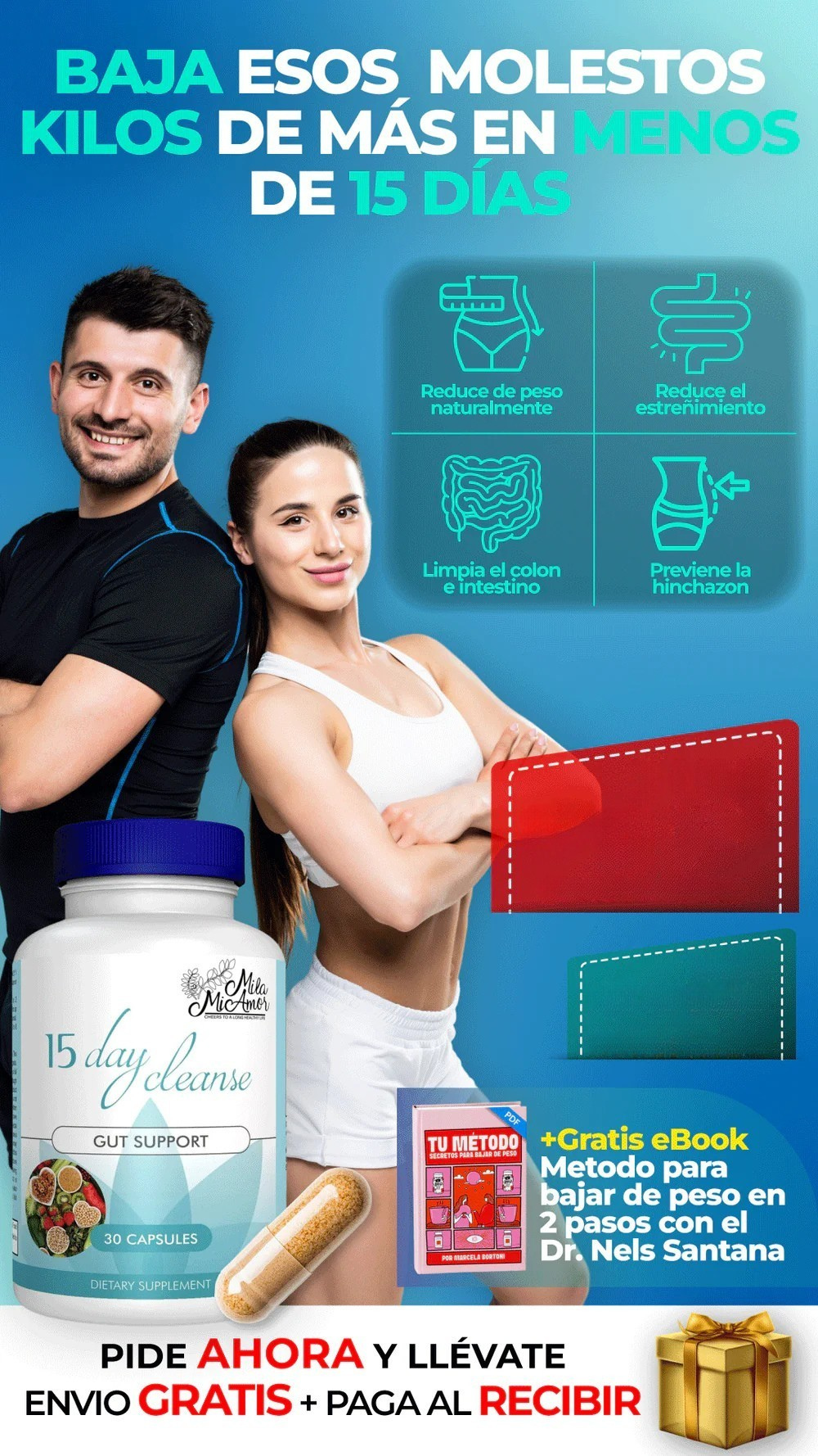 Limpieza de 15 días - Apoyo para el intestino y el colon | Sin cafeína | Fórmula avanzada con sen, cáscara sagrada y cás