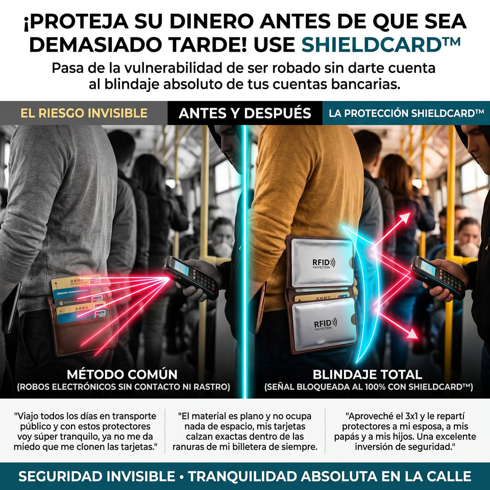 ShieldCard™ Protectores de Tarjetas Anti-Clonación RFID 3x1 1