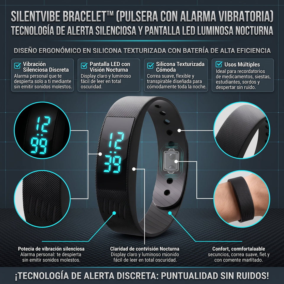 SILENTVIBE™ Pulsera con Alarma Vibratoria Silenciosa Smart Watch 2