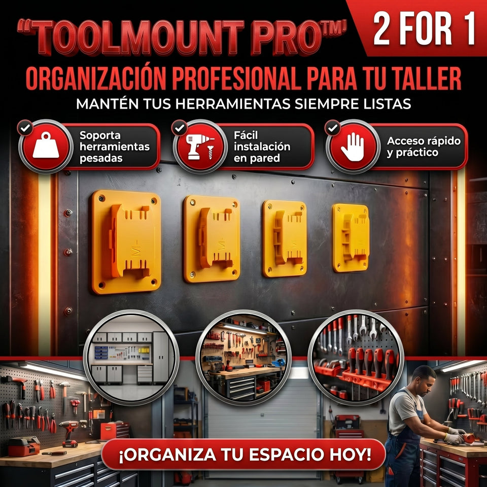 ToolMount PRO™ 2x1 soporte de pared para taladros y baterías dewalt
