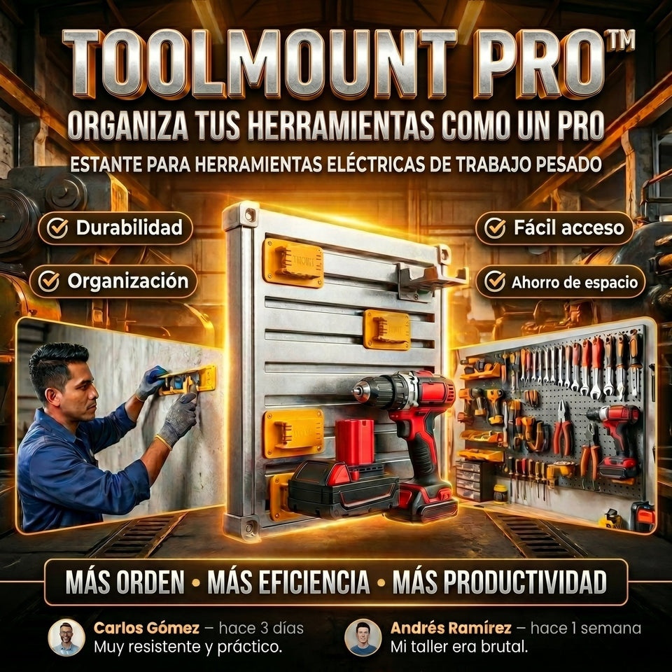 ToolMount PRO™ 2x1 soporte de pared para taladros y baterías dewalt 1