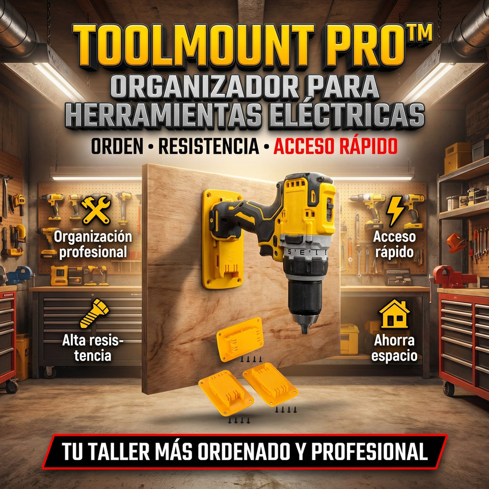 ToolMount PRO™ 2x1 soporte de pared para taladros y baterías dewalt 3
