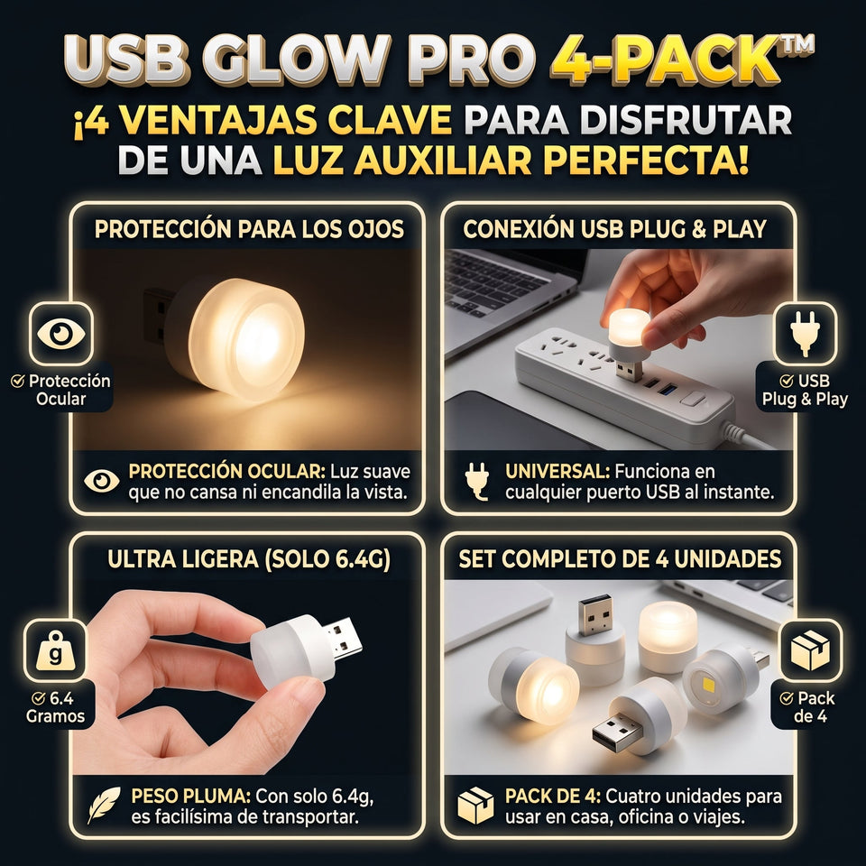 USB GLOW™ Lámparas LED USB de Luz Nocturna SET 4 3