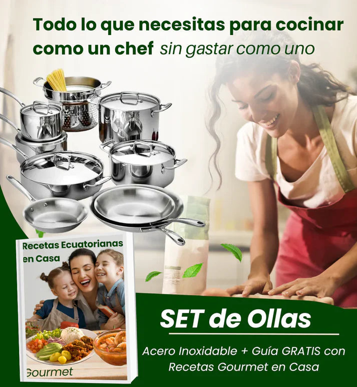 Set de 6 Utensilios de Acero Inoxidable con Tapas de Vidrio