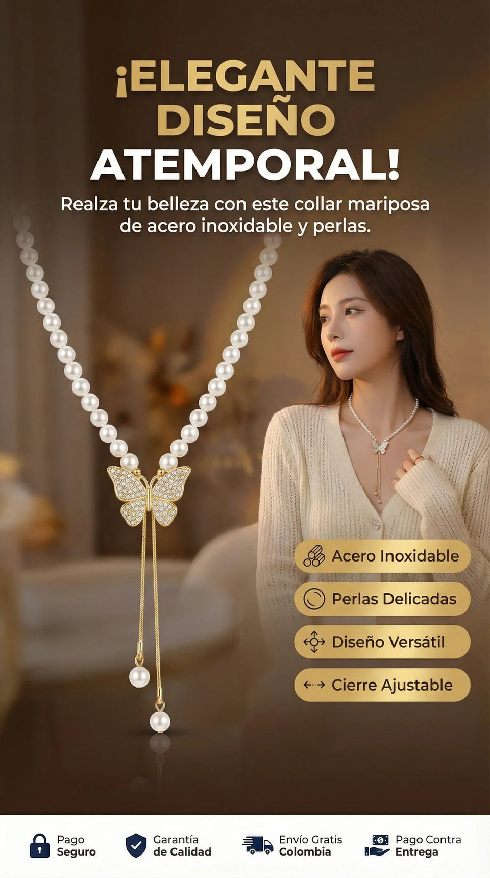 Collar Mariposa con Perlas 1