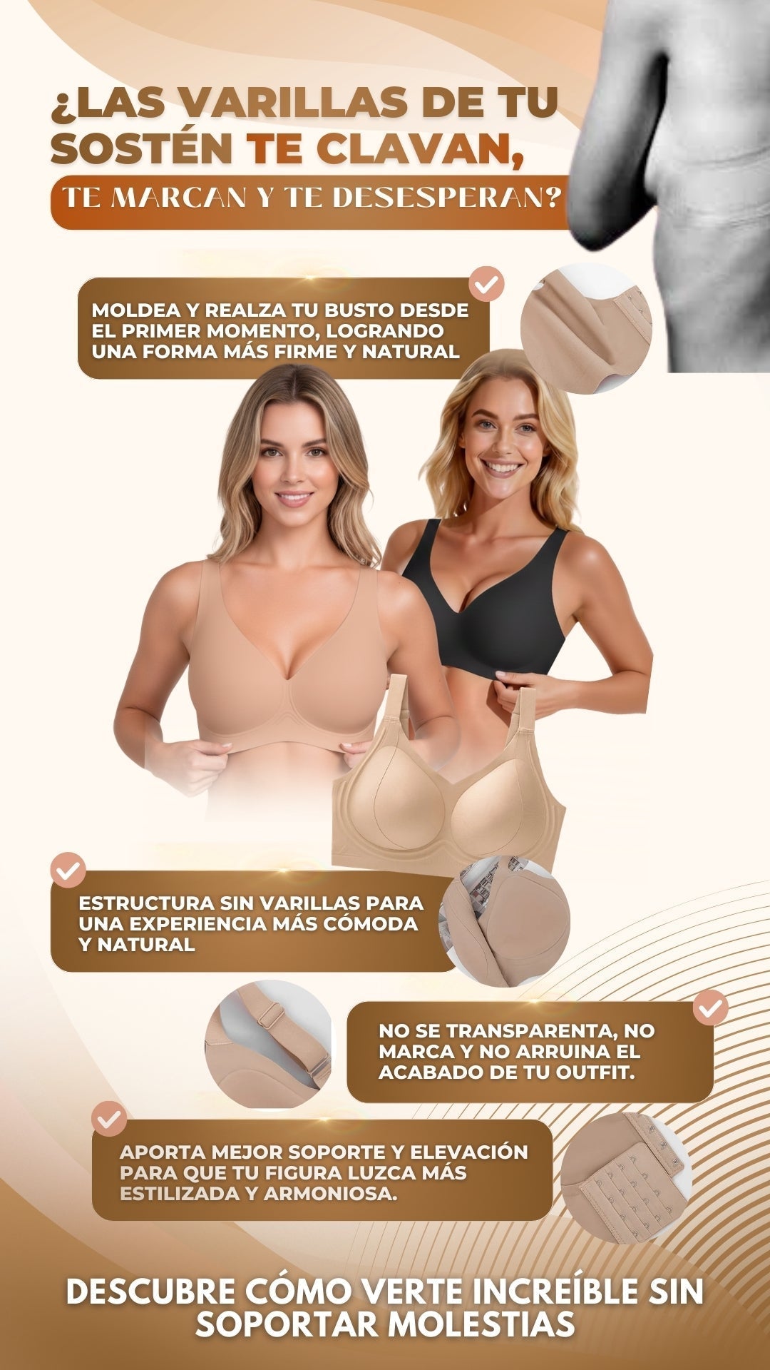Brasier Levanta Escote sin Costura Ni Aros